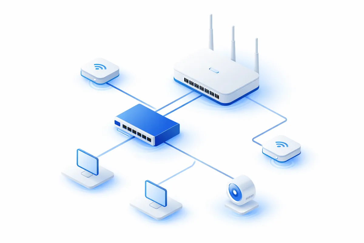 Illustration Netzwerk und WLAN